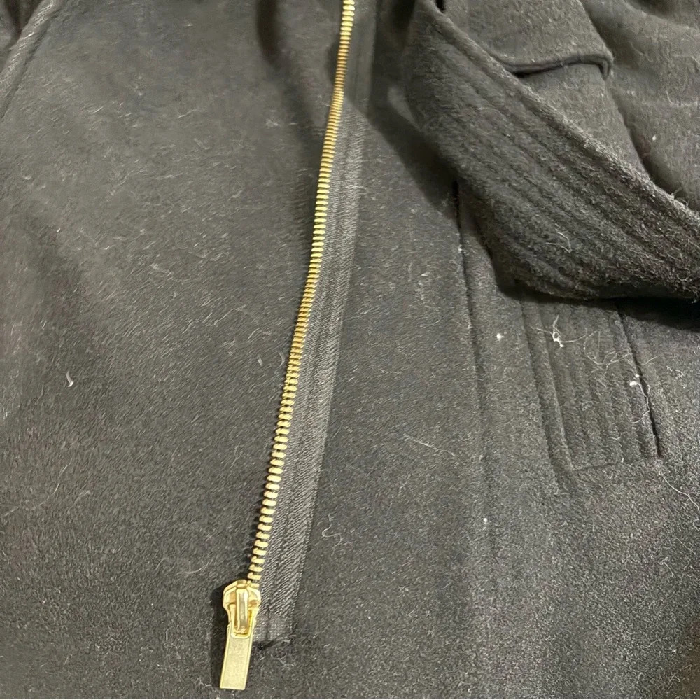 Women’s Sz Small Asymmetrical Wool Blend Black Wrap Peacoat Siena Studio Belted - Picture 8 of 9